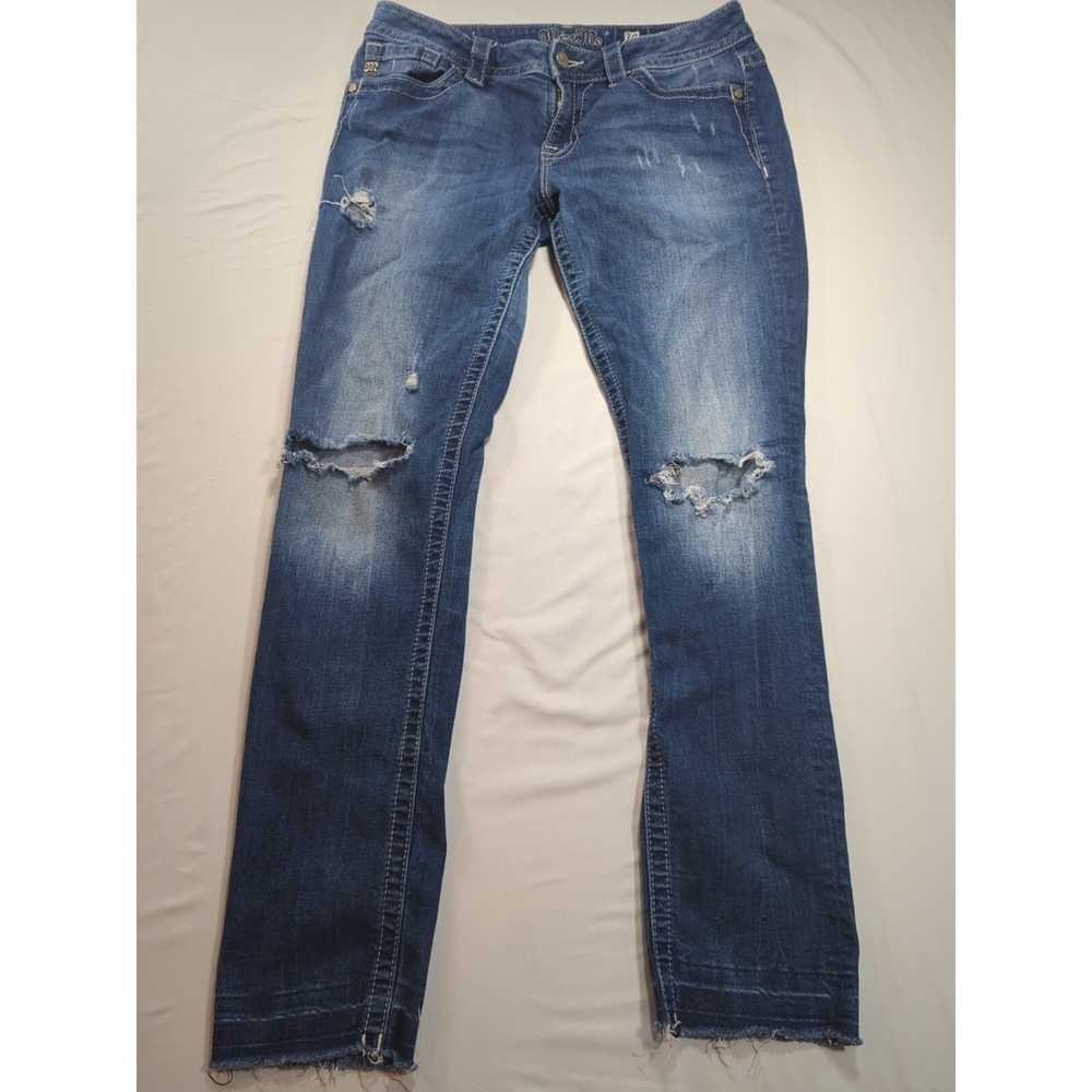 Miss Me Jeans Womens 30 Blue Denim Pants Mid Rise Ankle Skinny Distressed 30X28